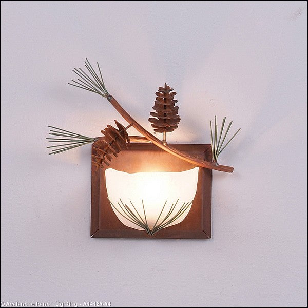 Avalanche Ranch Halogen-Pine Cone A14120-04 Wall Light - Pine Green/Rust Patina