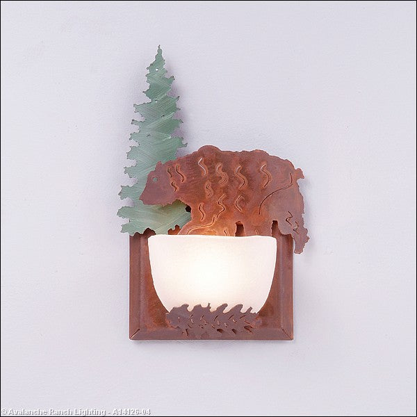 Avalanche Ranch Halogen-Bear A14126-04 Wall Light - Pine Green/Rust Patina
