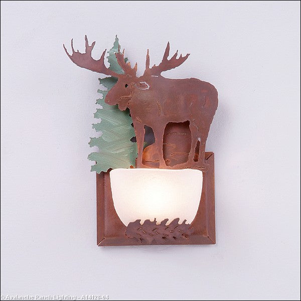Avalanche Ranch Halogen-Moose A14128-04 Wall Light - Pine Green/Rust Patina
