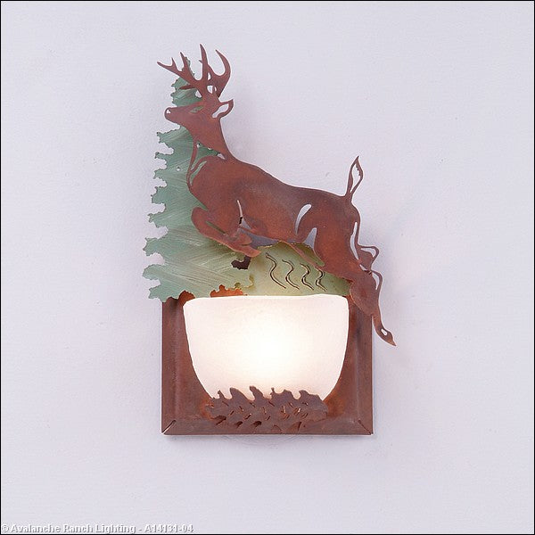 Avalanche Ranch Halogen-Deer A14131-04 Wall Light - Pine Green/Rust Patina
