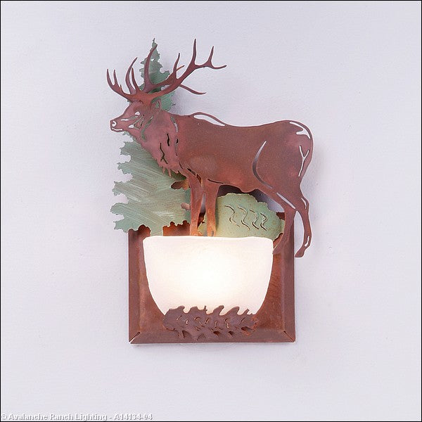 Avalanche Ranch Halogen-Elk A14134-04 Wall Light - Pine Green/Rust Patina