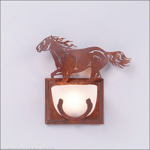 Avalanche Ranch Halogen-Horse A14137-02 Wall Light - Rust Patina