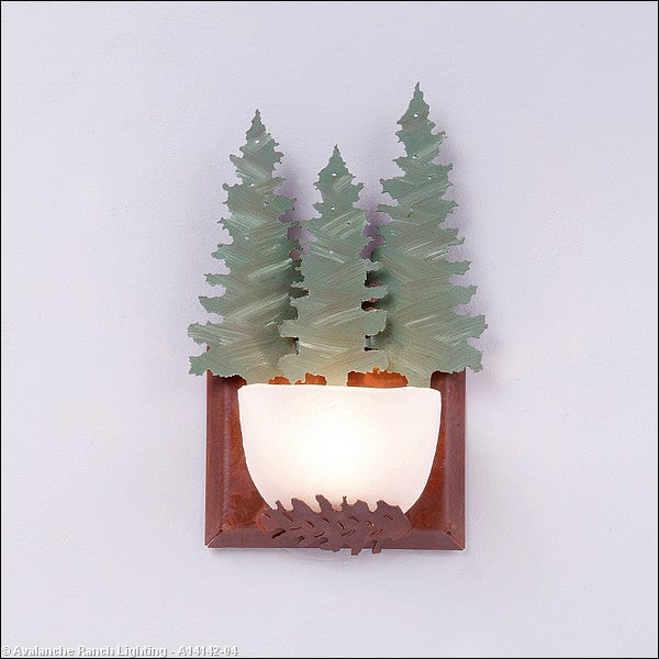 Avalanche Ranch Halogen-Pine Tree A14142-04 Wall Light - Pine Green/Rust Patina