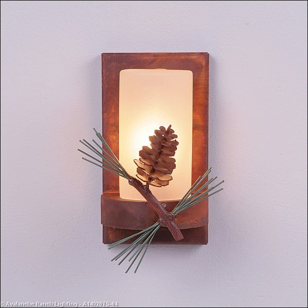 Avalanche Ranch Wisley-Pine Cone A14920TS-04 Wall Light - Pine Green/Rust Patina