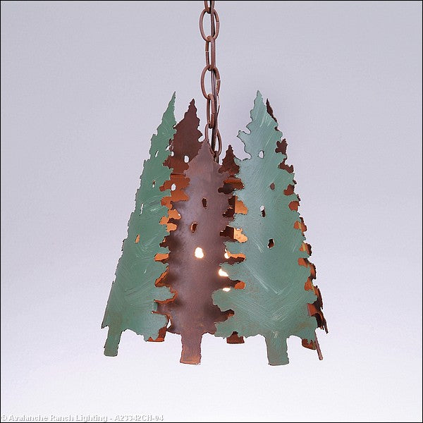 Avalanche Ranch Crestline Pine Green/Rust Patina A23342CH-04 Pendant Light - Pine Green/Rust Patina