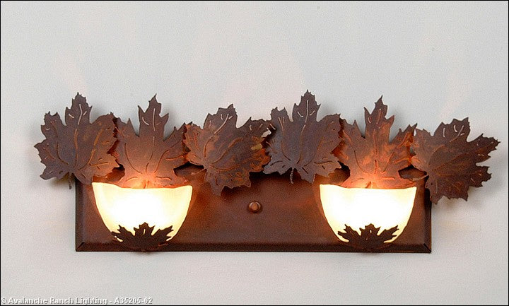 Avalanche Ranch Halogen-Maple Leaf A35205-02 Bath Vanity Light 24 in. wide - Rust Patina