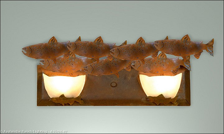 Avalanche Ranch Halogen-Salmon A35261-02 Bath Vanity Light 24 in. wide - Rust Patina