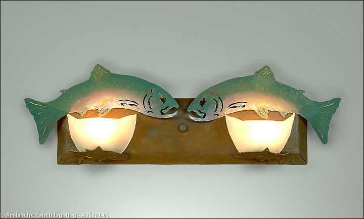 Avalanche Ranch Halogen-Trout A35281-05 Bath Vanity Light 24 in. wide - Rust Patina