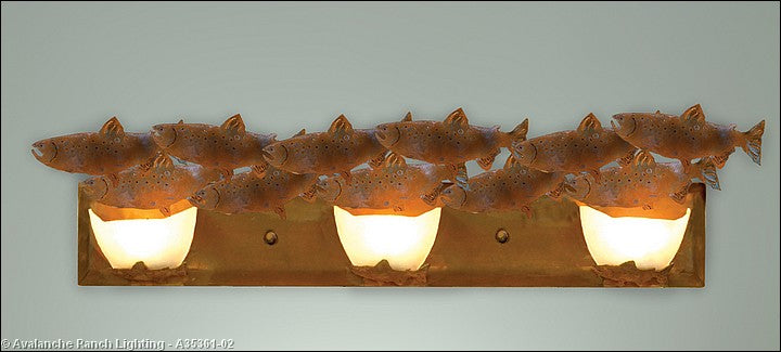 Avalanche Ranch Halogen-Salmon A35361-02 Bath Vanity Light 36 in. wide - Rust Patina
