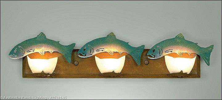 Avalanche Ranch Halogen-Trout A35381-05 Bath Vanity Light 36 in. wide - Rust Patina