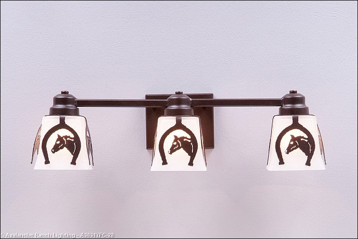 Avalanche Ranch Woodland-Horse Horseshoe A36317FC-28 Bath Vanity Light 22 in. wide - Dark Bronze Metallic