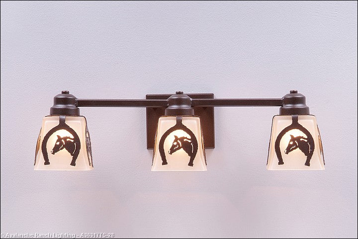 Avalanche Ranch Woodland-Horse Horseshoe A36317TS-28 Bath Vanity Light 22 in. wide - Dark Bronze Metallic