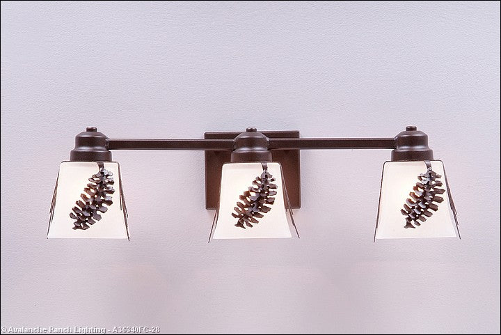 Avalanche Ranch Woodland-Spruce Cone A36340FC-28 Bath Vanity Light 22 in. wide - Dark Bronze Metallic
