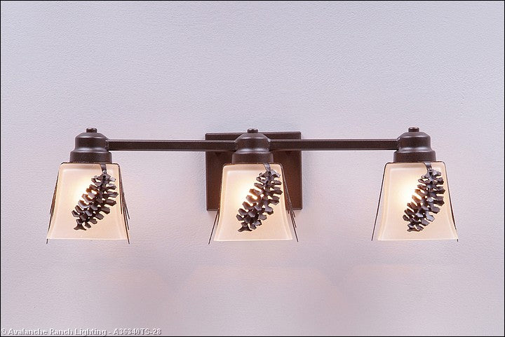 Avalanche Ranch Woodland-Spruce Cone A36340TS-28 Bath Vanity Light 22 in. wide - Dark Bronze Metallic