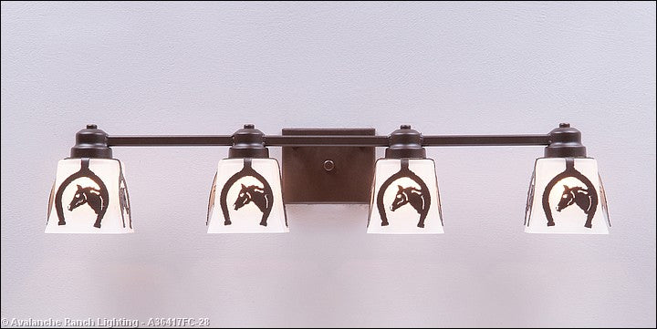 Avalanche Ranch Woodland-Horse Horseshoe A36417FC-28 Bath Vanity Light 31 in. wide - Dark Bronze Metallic
