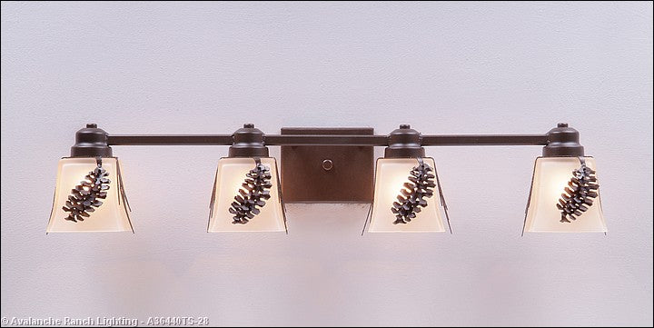 Avalanche Ranch Woodland-Spruce Cone A36440TS-28 Bath Vanity Light 31 in. wide - Dark Bronze Metallic