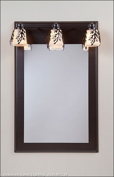 Avalanche Ranch Lighting A36549FC-28 Woodland-Cedar Bough Dark Bronze Metallic Mirrors/Pictures - Mirrors W/Lights Mirror Bronze / Dark