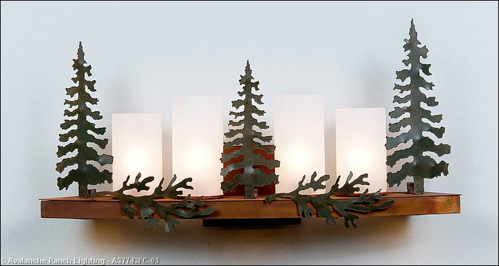 Avalanche Ranch Wisley A37743FC-03 Bath Vanity Light 25 in. wide - Cedar Green/Rust Patina