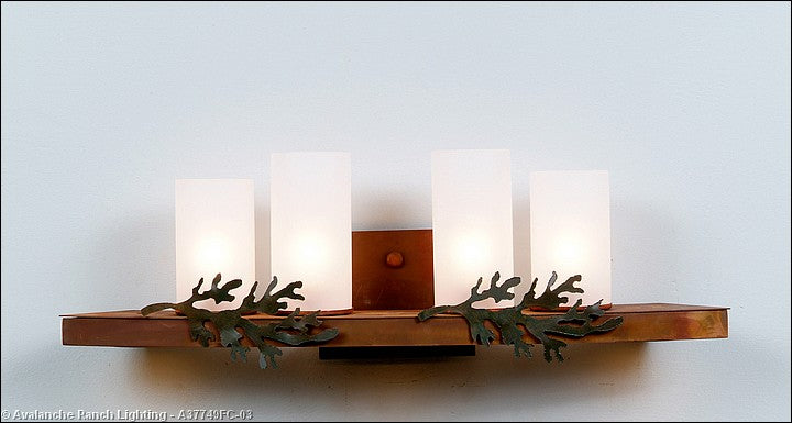 Avalanche Ranch Wisley-Cedar Bough A37749FC-03 Bath Vanity Light 25 in. wide - Cedar Green/Rust Patina