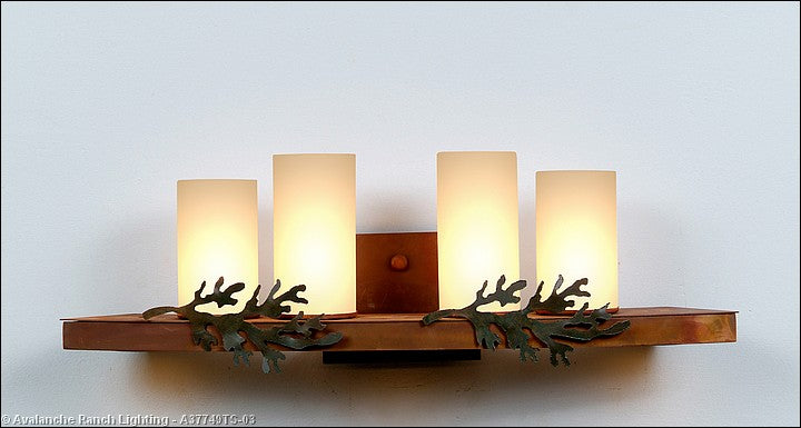 Avalanche Ranch Wisley-Cedar Bough A37749TS-03 Bath Vanity Light 25 in. wide - Cedar Green/Rust Patina