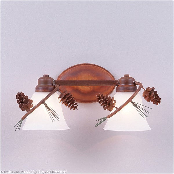 Avalanche Ranch Sienna-Pine Cone A38620AR-04 Bath Vanity Light 13 in. wide - Pine Green/Rust Patina
