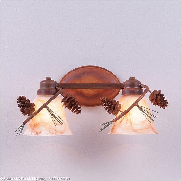 Avalanche Ranch Sienna-Pine Cone A38620AS-04 Bath Vanity Light 13 in. wide - Pine Green/Rust Patina