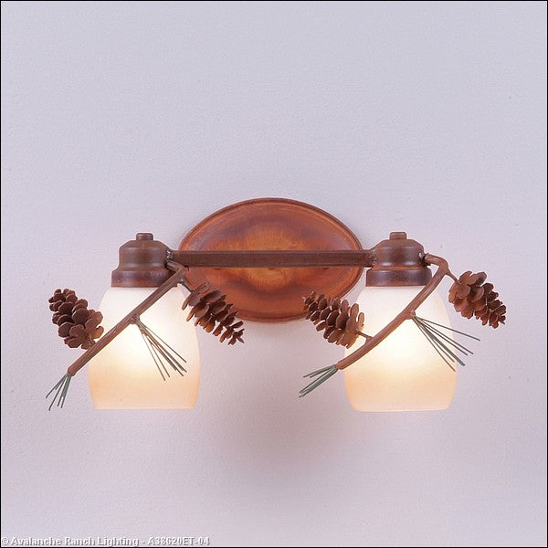 Avalanche Ranch Sienna-Pine Cone A38620ET-04 Bath Vanity Light 13 in. wide - Pine Green/Rust Patina