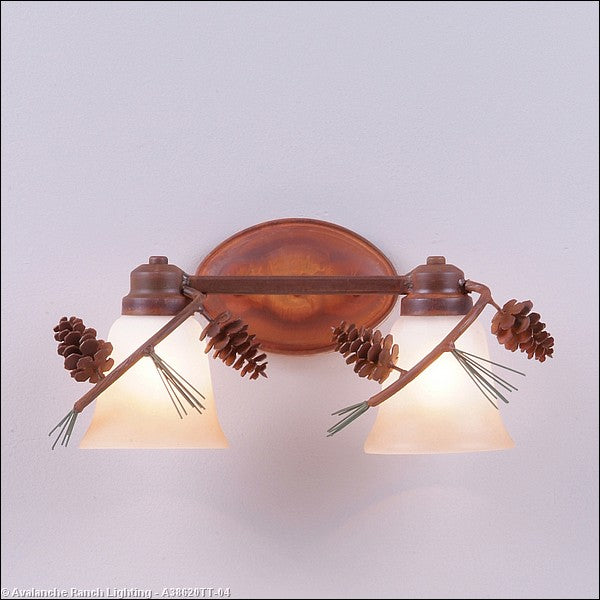 Avalanche Ranch Sienna-Pine Cone A38620TT-04 Bath Vanity Light 13 in. wide - Pine Green/Rust Patina