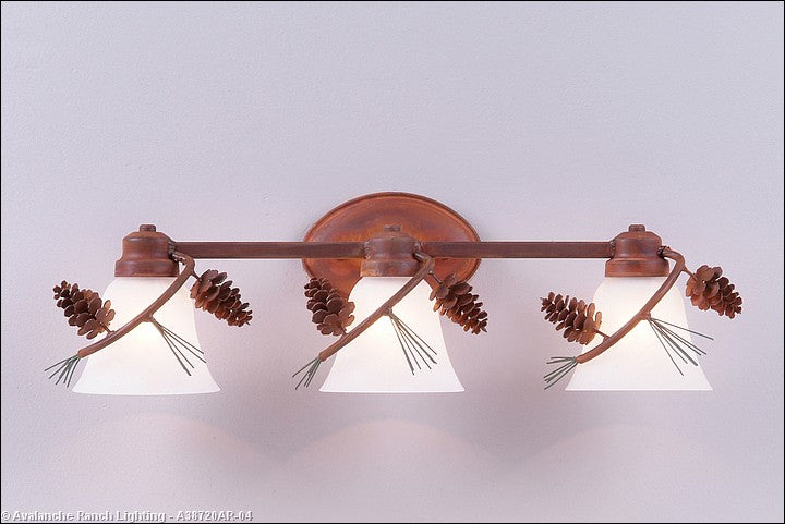 Avalanche Ranch Sienna-Pine Cone A38720AR-04 Bath Vanity Light 22 in. wide - Pine Green/Rust Patina