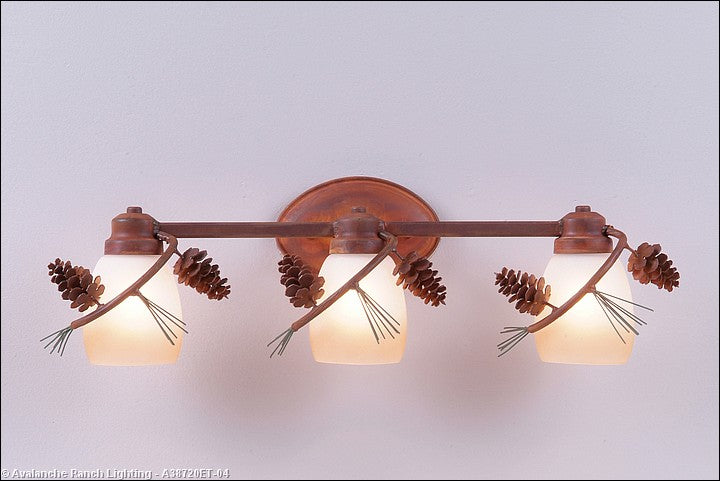 Avalanche Ranch Sienna-Pine Cone A38720ET-04 Bath Vanity Light 22 in. wide - Pine Green/Rust Patina