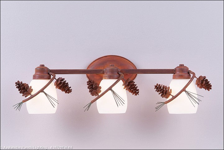 Avalanche Ranch Sienna-Pine Cone A38720EW-04 Bath Vanity Light 22 in. wide - Pine Green/Rust Patina