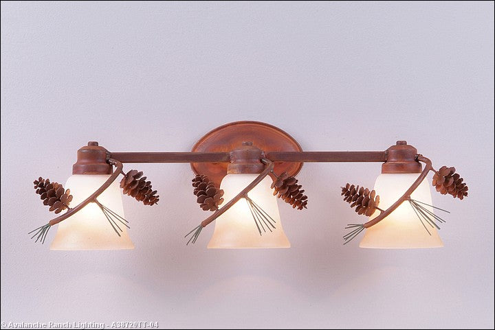 Avalanche Ranch Sienna-Pine Cone A38720TT-04 Bath Vanity Light 22 in. wide - Pine Green/Rust Patina