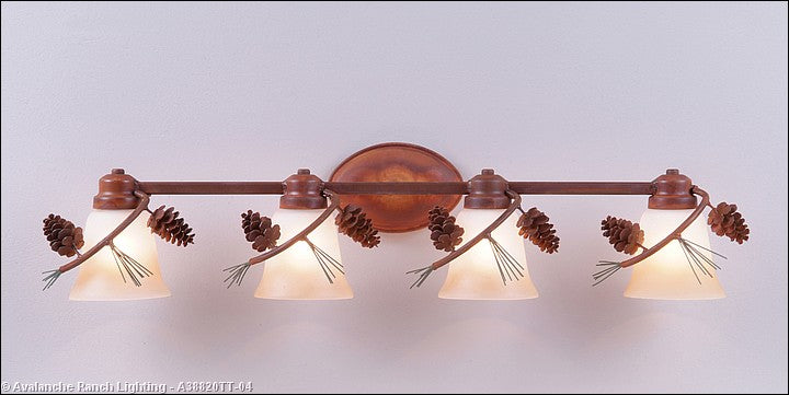 Avalanche Ranch Sienna-Pine Cone A38820TT-04 Bath Vanity Light 33 in. wide - Pine Green/Rust Patina