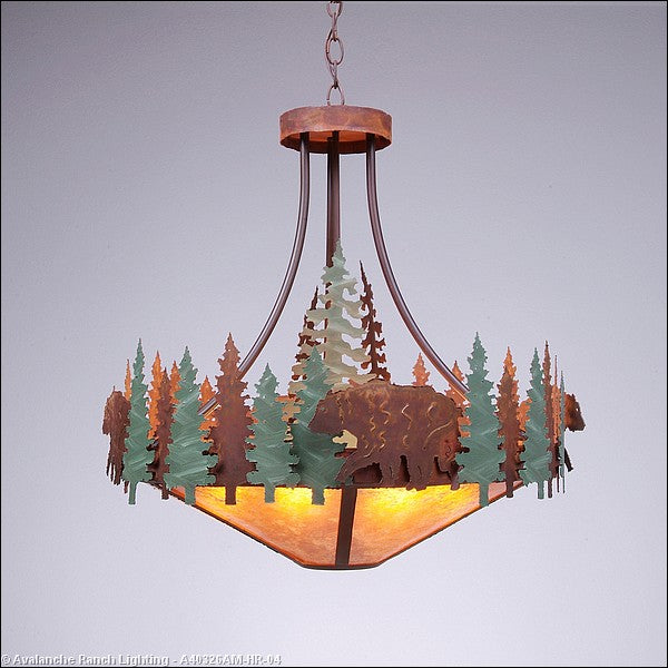 Avalanche Ranch Crestline-Bear A40326AM-HR-04 Pendant Light - Pine Green/Rust Patina
