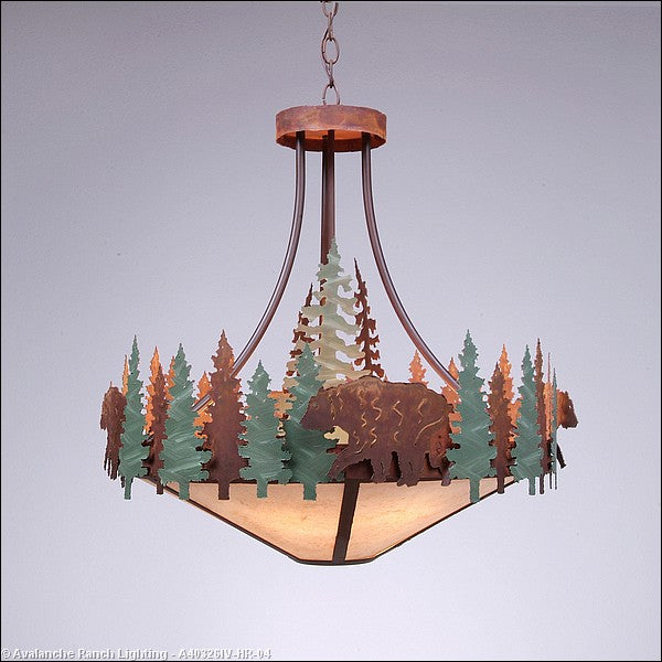 Avalanche Ranch Crestline-Bear A40326IV-HR-04 Pendant Light - Pine Green/Rust Patina