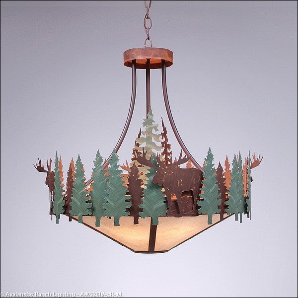 Avalanche Ranch Crestline-Moose A40328IV-HR-04 Pendant Light - Pine Green/Rust Patina