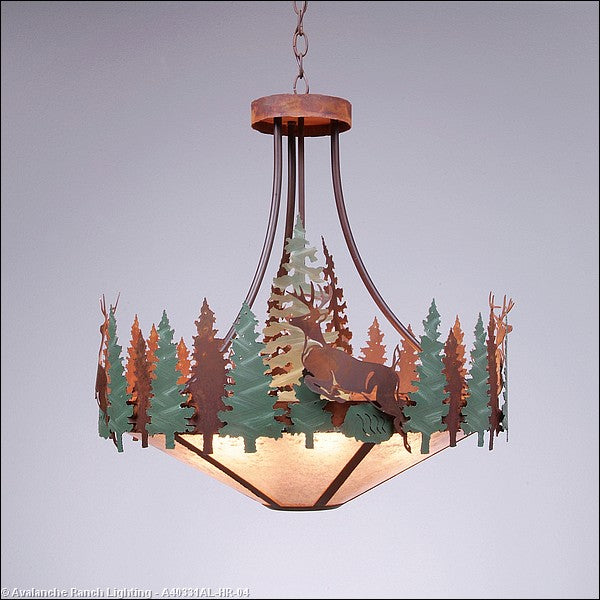 Avalanche Ranch Crestline-Deer A40331AL-HR-04 Pendant Light - Pine Green/Rust Patina