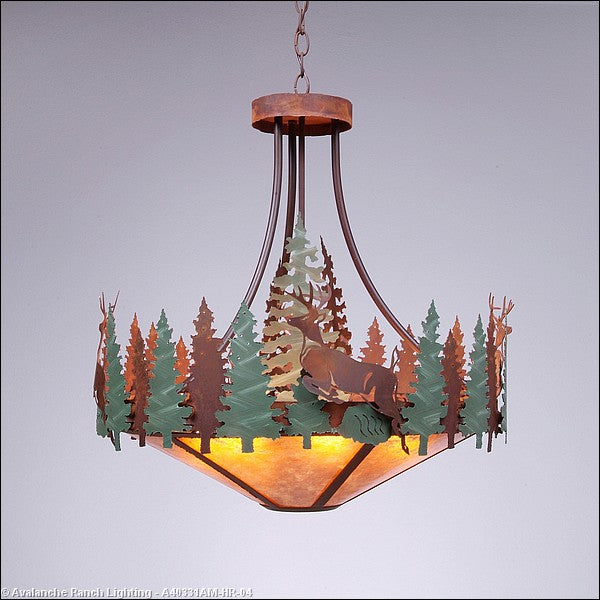 Avalanche Ranch Crestline-Deer A40331AM-HR-04 Pendant Light - Pine Green/Rust Patina