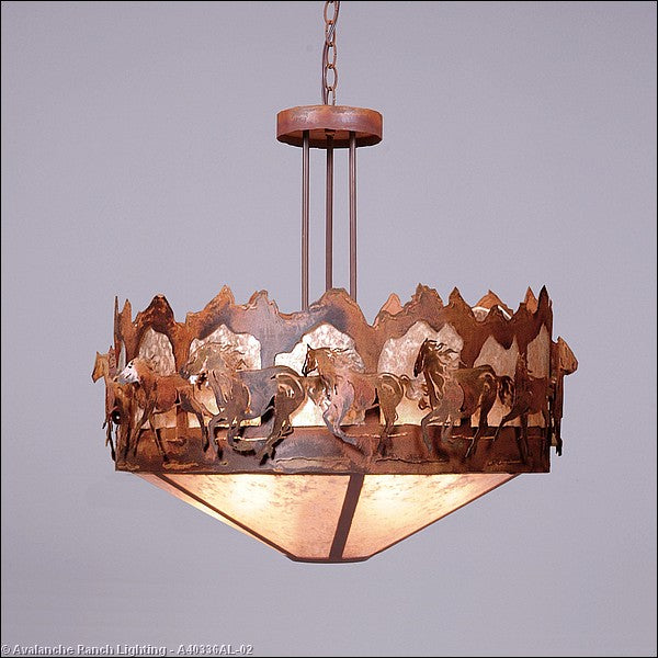 Avalanche Ranch Crestline-Horse/Mountain A40336AL-02 Pendant Light - Rust Patina