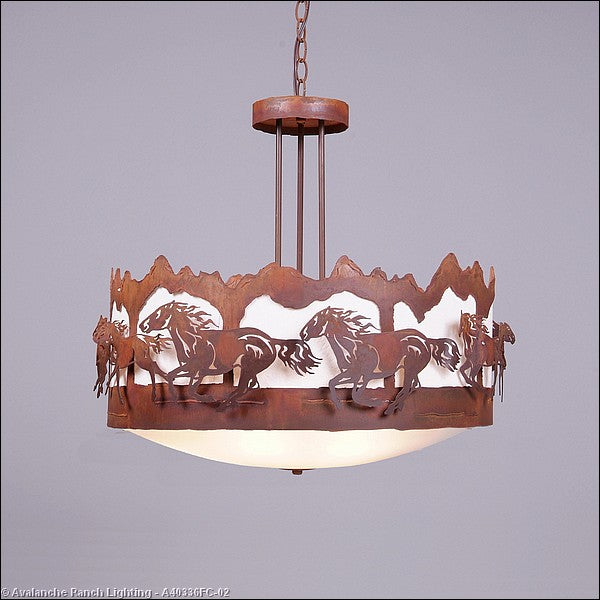 Avalanche Ranch Crestline-Horse/Mountain A40336FC-02 Pendant Light - Rust Patina