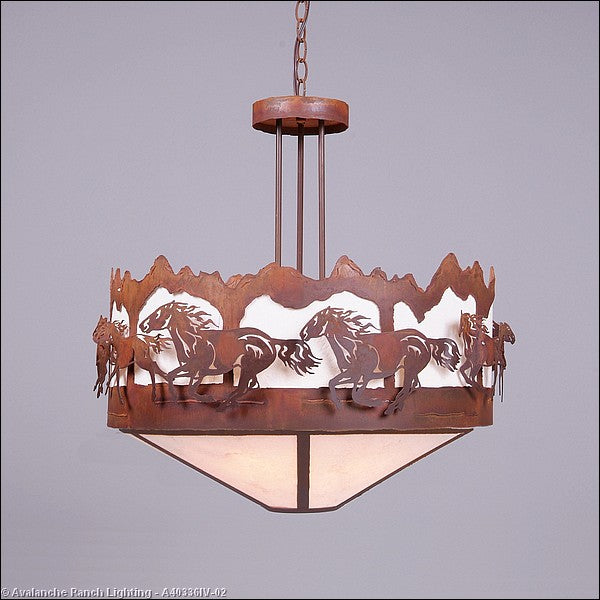 Avalanche Ranch Crestline-Horse/Mountain A40336IV-02 Pendant Light - Rust Patina