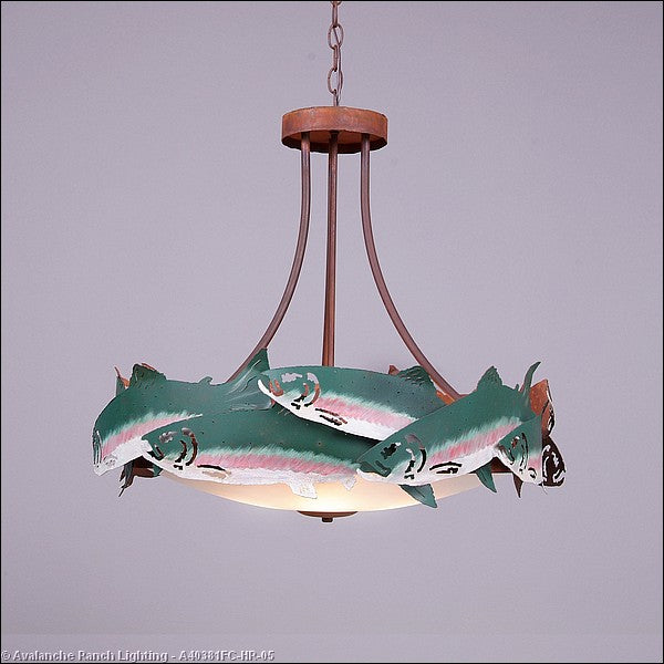 Avalanche Ranch Crestline-Trout A40381FC-HR-05 Pendant Light - Rust Patina