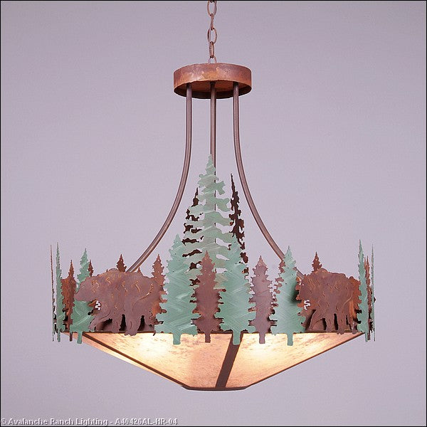 Avalanche Ranch Crestline-Bear A40426AL-HR-04 Pendant Light - Pine Green/Rust Patina