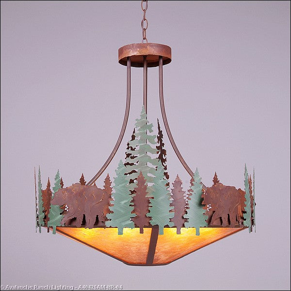 Avalanche Ranch Crestline-Bear A40426AM-HR-04 Pendant Light - Pine Green/Rust Patina