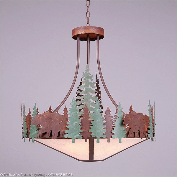 Avalanche Ranch Crestline-Bear A40426IV-HR-04 Pendant Light - Pine Green/Rust Patina
