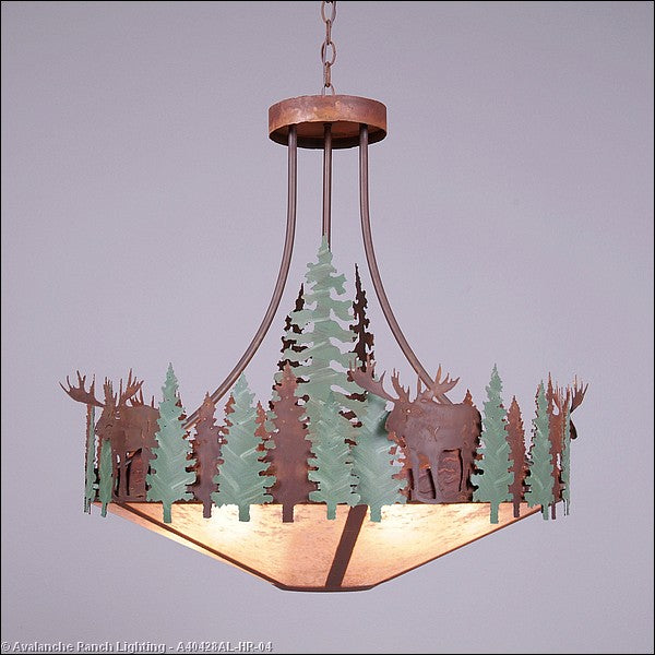Avalanche Ranch Crestline-Moose A40428AL-HR-04 Pendant Light - Pine Green/Rust Patina
