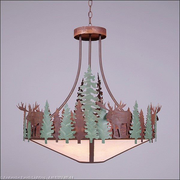 Avalanche Ranch Crestline-Moose A40428IV-HR-04 Pendant Light - Pine Green/Rust Patina