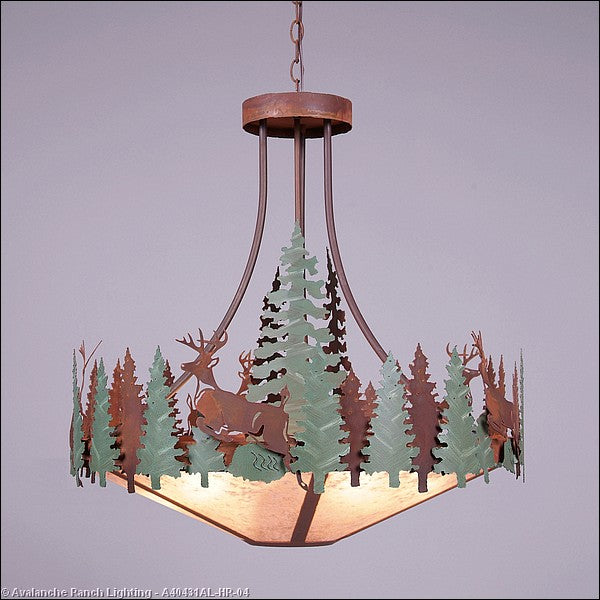 Avalanche Ranch Crestline-Deer A40431AL-HR-04 Pendant Light - Pine Green/Rust Patina