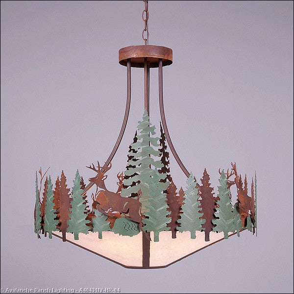 Avalanche Ranch Crestline-Deer A40431IV-HR-04 Pendant Light - Pine Green/Rust Patina