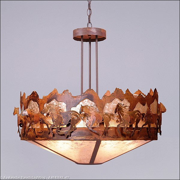 Avalanche Ranch Crestline-Horse/Mountain A40436AL-02 Pendant Light - Rust Patina